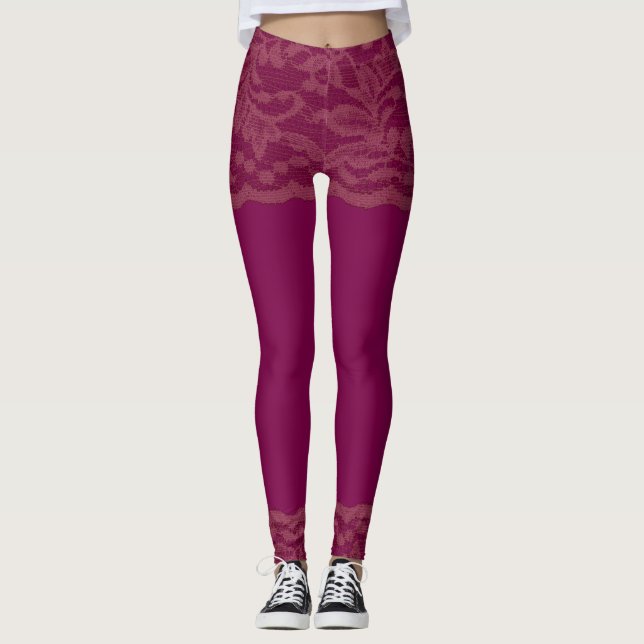 Leggings Dentelle Bourgogne   (Devant)