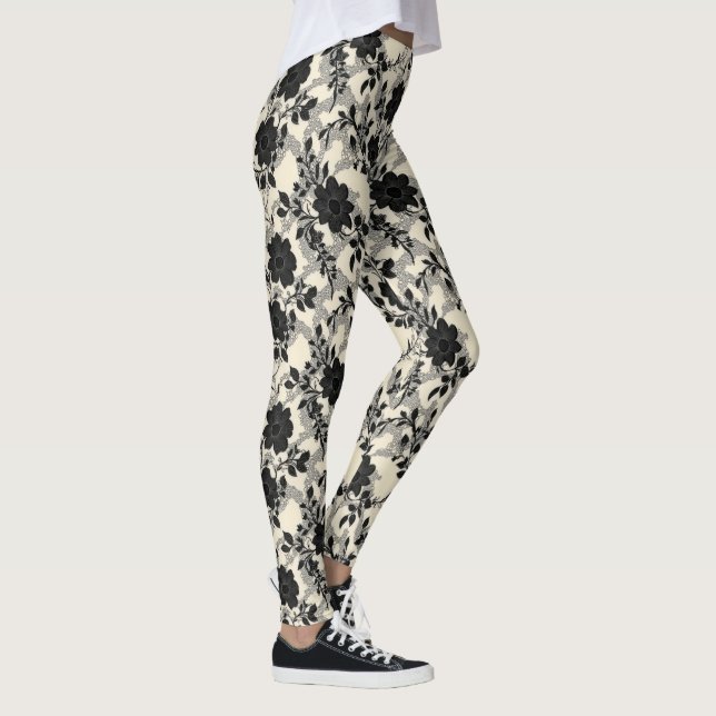 Leggings Dentelle florale modèle noir (Droite)