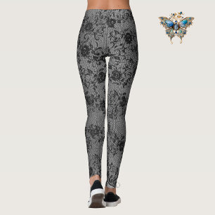 Leggings Dentelle foncée sur gris