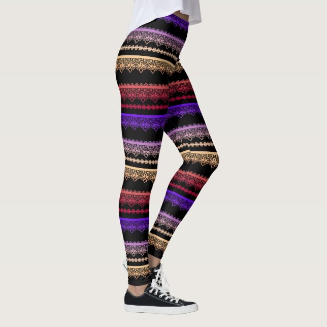 Leggings Dentelle multicolore sur noir (Droite)