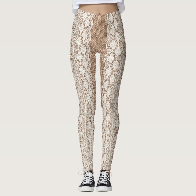 Leggings Dentelle off-White : Burlap Texture (Devant)