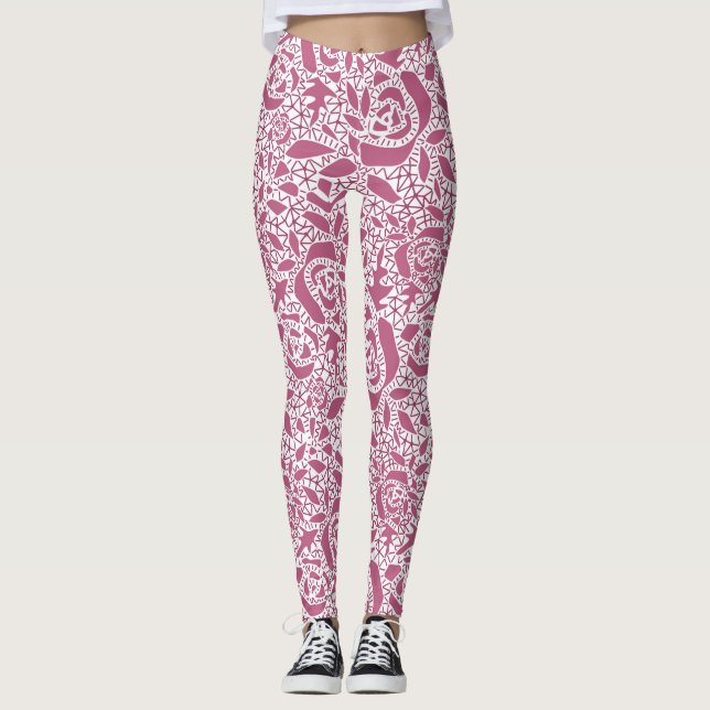 Leggings Dentelle sans couture rose romantique rétro vintag (Devant)