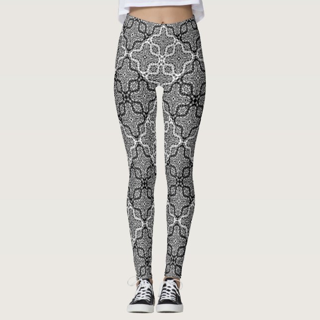 Leggings Dentelle sans couture roses romantique rétro vinta (Devant)