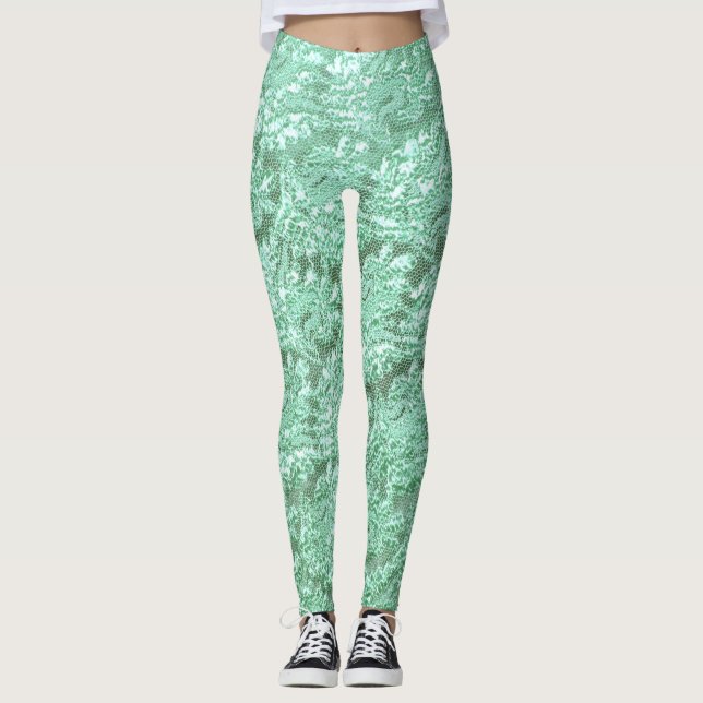 Leggings Dentelle verte à la menthe (Devant)