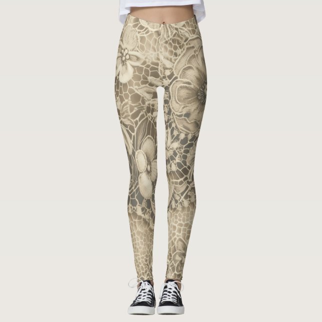 Leggings "Dentelle Vintage blanche Cobweb" (Devant)