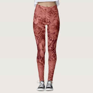 Leggings "Dentelle Vintage rouge sang"