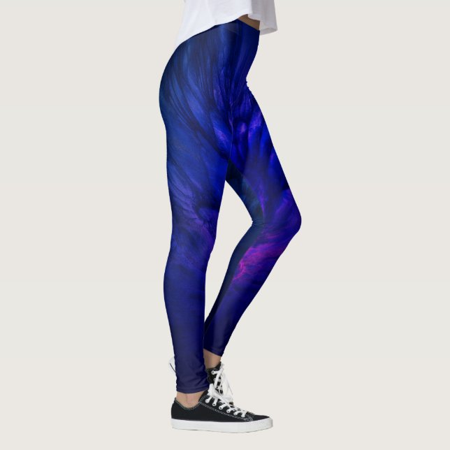 Leggings Des ailes mystiques aux plumes bleues profondes (Droite)