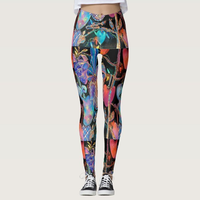 Leggings des Coeurs de Noël (Devant)