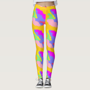 Leggings Des nuages de bouffées jaunes roses forment des pe