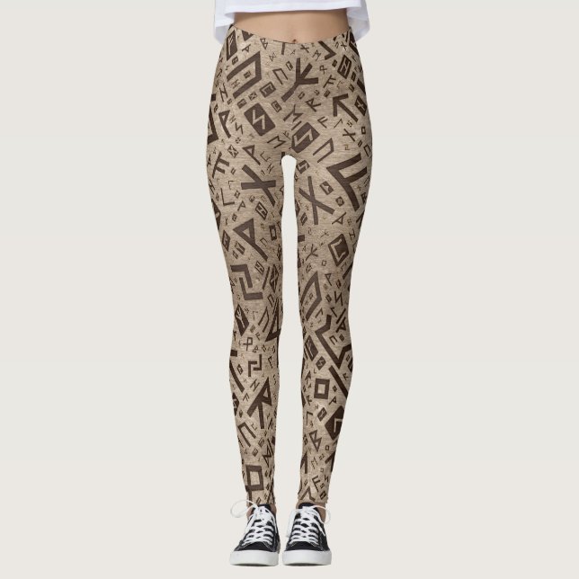 Leggings Des runes plus anciennes - or de motif de Futhark (Devant)