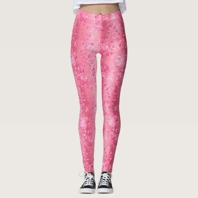 Leggings Design 1 de la série Velours rose (Devant)