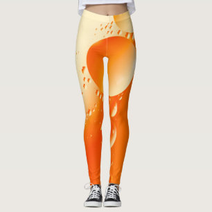 Leggings Design abstrait circulaire couleur orange crémeuse