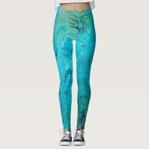 Leggings Design abstrait émeraude unique