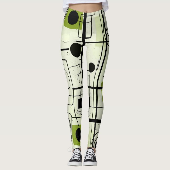 Leggings Design abstrait moderne, lignes dynamiques Lancer  (Devant)