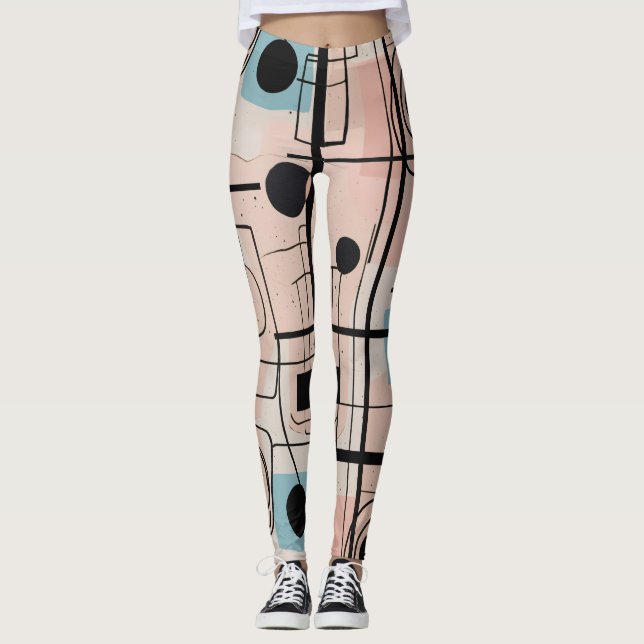 Leggings Design abstrait moderne, lignes dynamiques Lancer  (Devant)