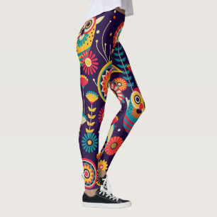 Leggings Design arrière - plan de Chouette vibrante