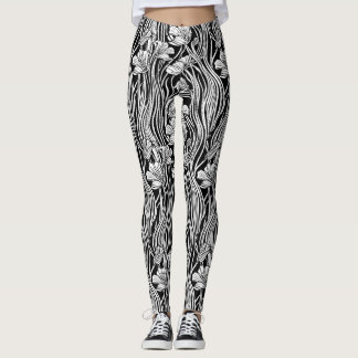 Leggings design Art nouveau moderne noir blanc
