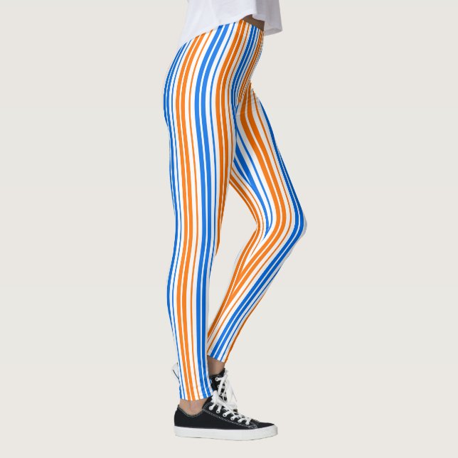 Leggings Design bandes verticales orange bleu blanc   (Droite)