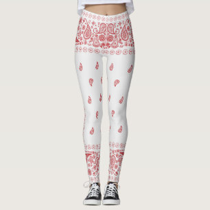Leggings Design blanc et rouge Paisley 