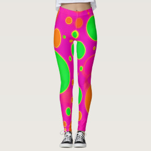 Leggings Design circulaire néon rose et vert rétro