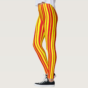 Leggings Design de bandes rouge et jaune