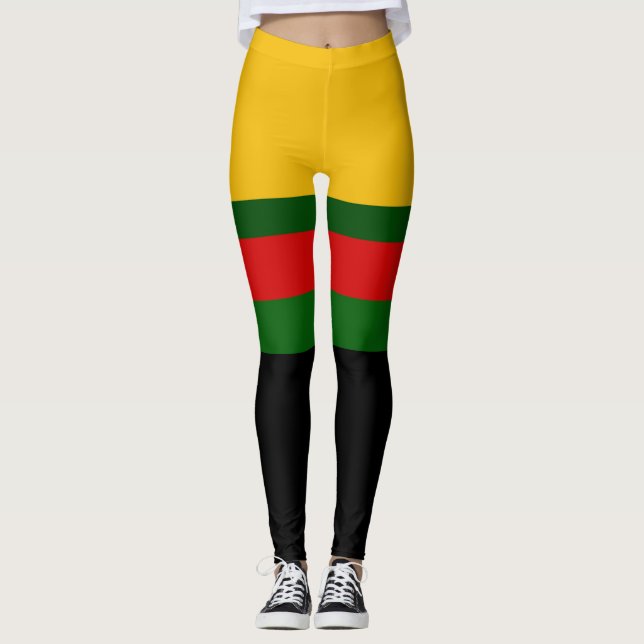 Leggings Design de bloc couleur rouge rouge jaune (Devant)