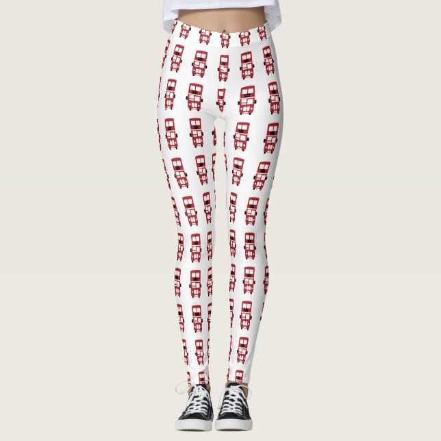 Leggings Design de bus à deux étages rouge (Devant)