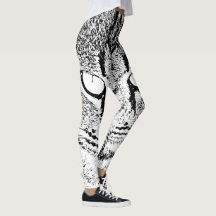 Leggings Design de chat noir et blanc