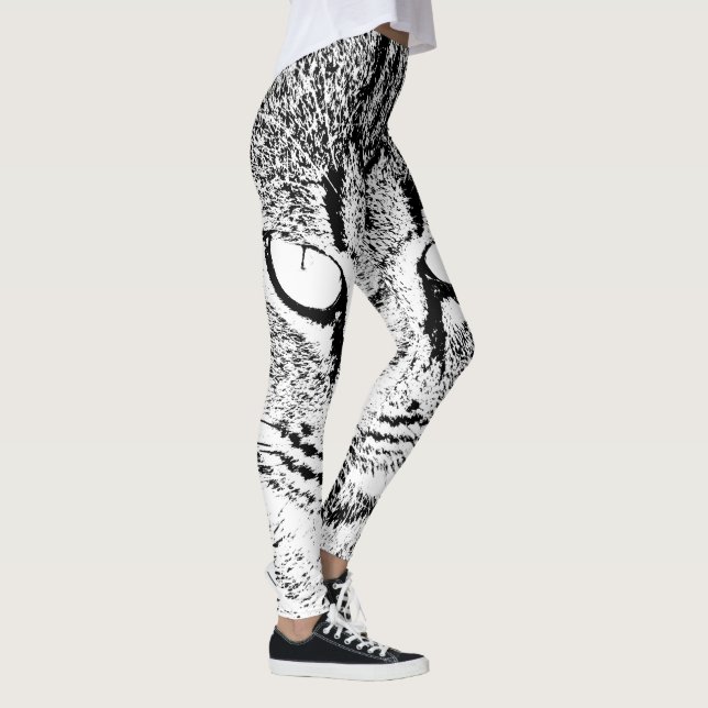 Leggings Design de chat noir et blanc (Droite)