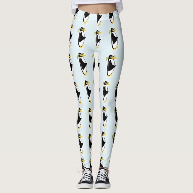 Leggings Design de dessin de pingouin rétro Cool du milieu  (Devant)