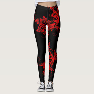 Leggings Design de fillette rouge et noire