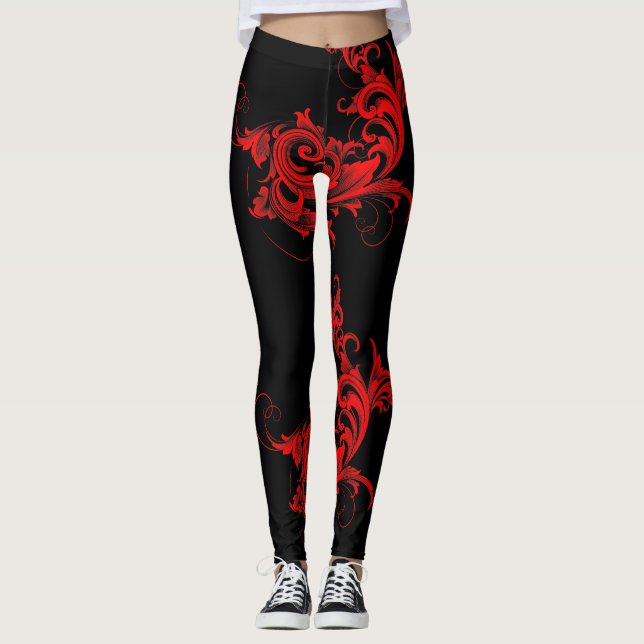 Leggings Design de fillette rouge et noire (Devant)