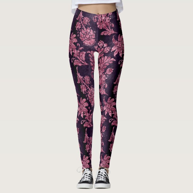 Leggings Design de la série Velours rose 9 (Devant)