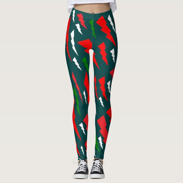 Leggings Design de Noël rouge blanc vert pâle plaisir (Devant)