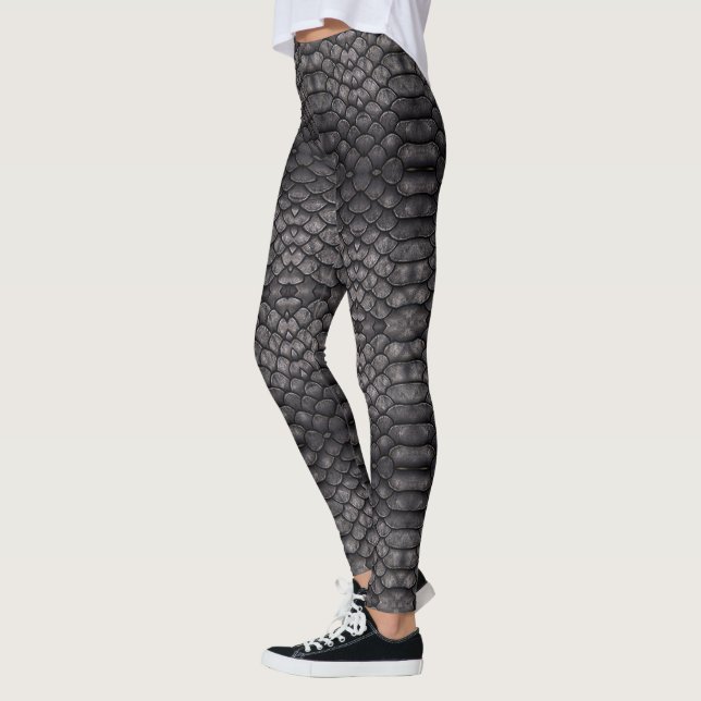 Leggings Design de peau de reptile noir sur une jambe (Gauche)