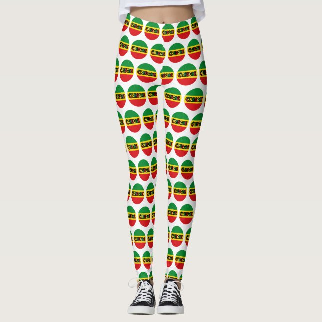 Leggings Design de reggae avec couleurs de drapeau reggae (Devant)