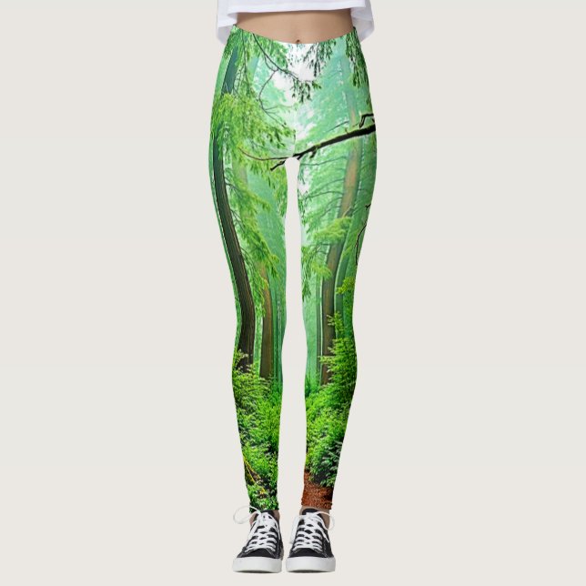 Leggings Design de tranquillité de la forêt de Redwood (Devant)