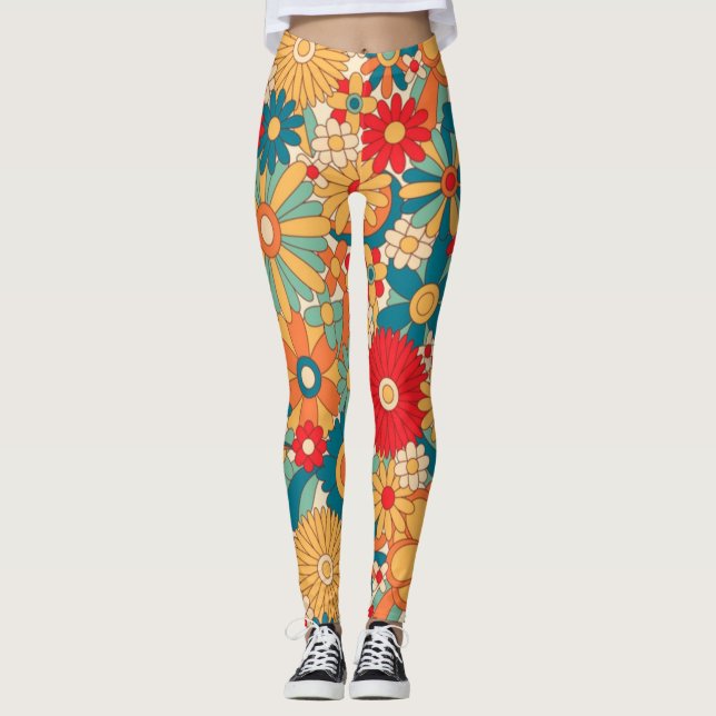 Leggings Design élégant floral peint à la main (Devant)