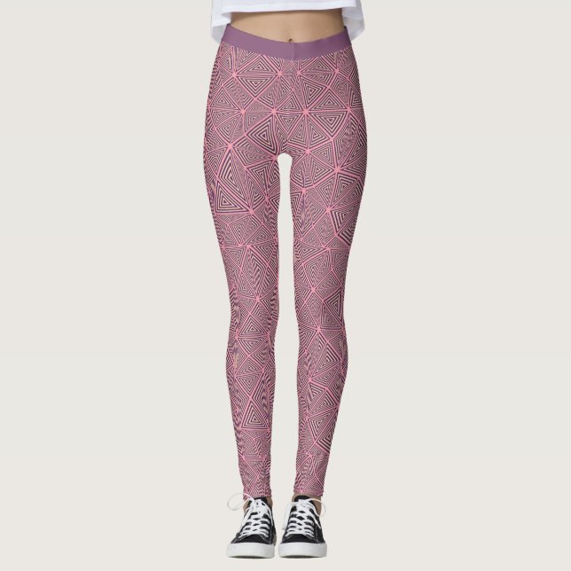 Leggings Design élégant rose violet noir design géométrique (Devant)