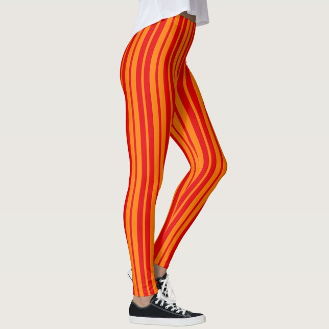 Leggings Design en bandes rouge et orange (Créateur téléchargé)