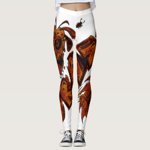 Leggings Design exclusif.  Orange brun fou