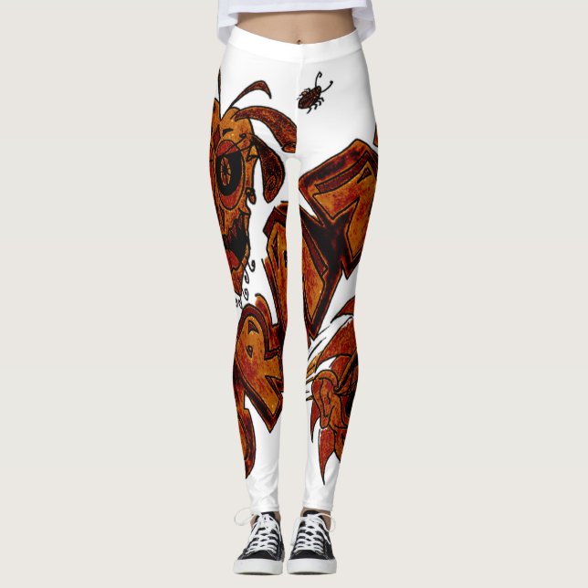 Leggings Design exclusif.  Orange brun fou (Devant)