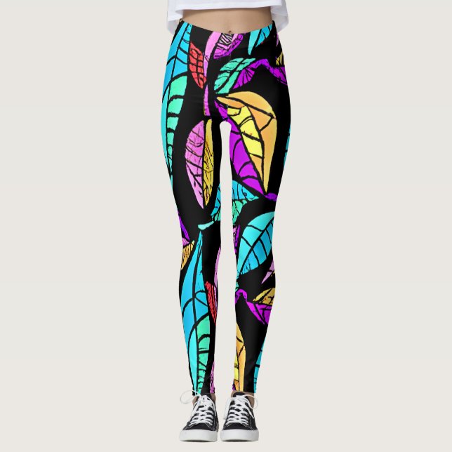 Leggings Design Feuille en verre (Devant)