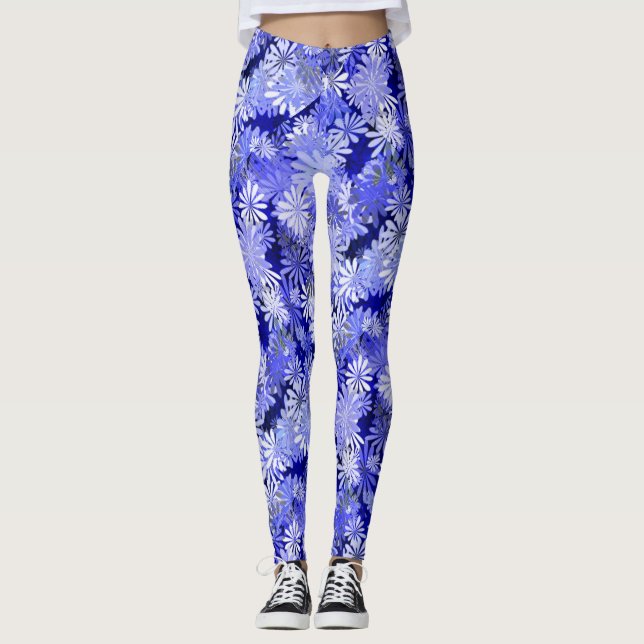 Leggings Design floral bleu (Devant)