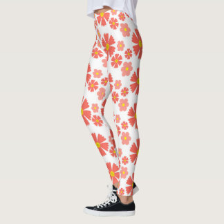 Leggings Design floral rose gras sur base blanche propre
