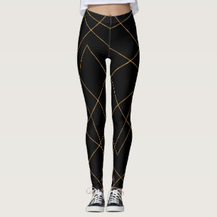 Leggings Design géométrique moderne Gold & Black