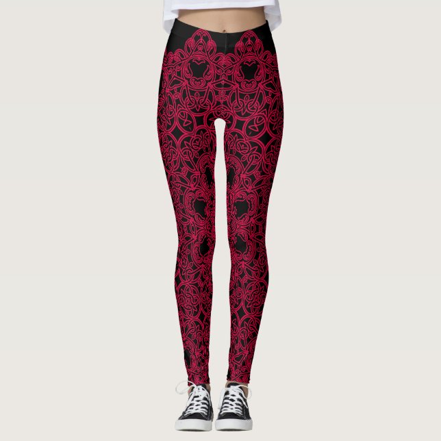 Leggings Design géométrique rouge sur l'athlétisme des femm (Devant)