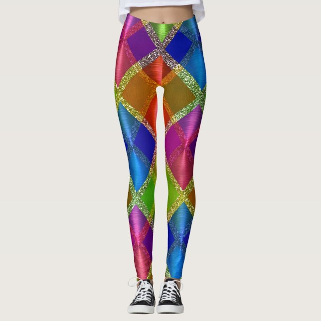 Leggings Design géométrique très coloré avec Parties scinti (Devant)