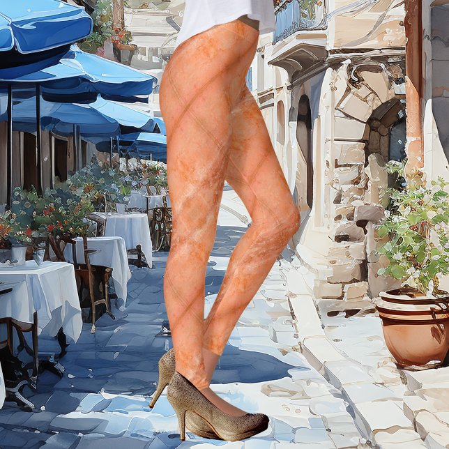 Leggings design italien Motif marbré géométrique (Modern leggings with an Italian marble inspired geometric pattern design in terra cotta colors)