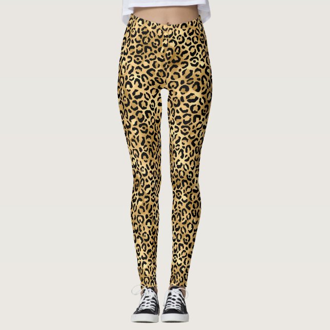 Leggings Design Leopard bleu et or 2 (Devant)